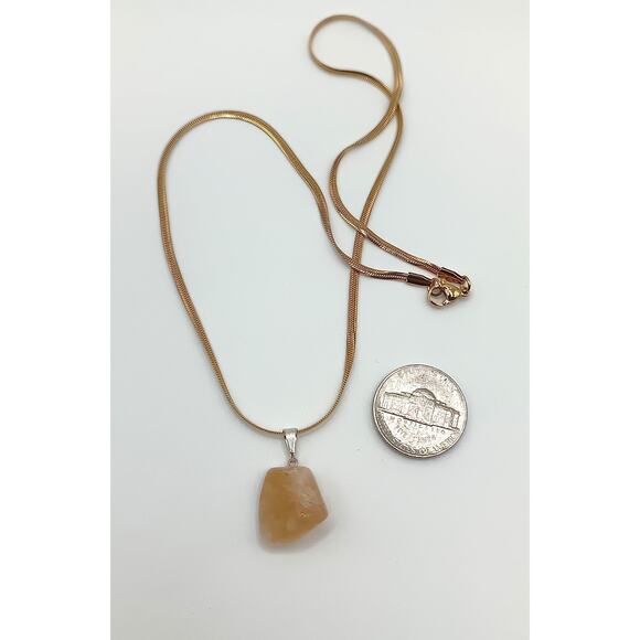 Handmade Raw Citrine Nugget Pendant Necklace on Stainless Steel Chain 18” - Picture 3 of 3